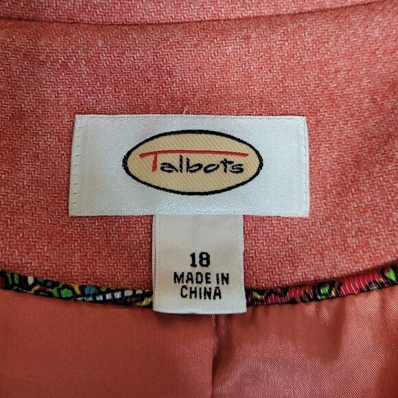 VINTAGE 90s‎ Talbots coral wool blend short button up blazer jacket XL - Picture 4 of 8